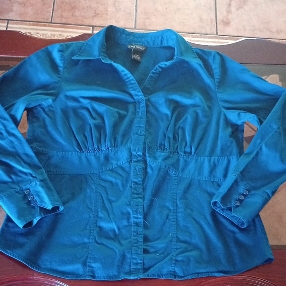 Lane Bryant Vibrant Blue Collared Blouse